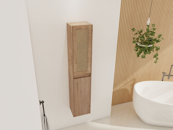 English Elm 12" Bathroom Side Cabinet - Modern Wall-Mounted Design With Soft-Close Doors & Space-Saving Style W999S00340