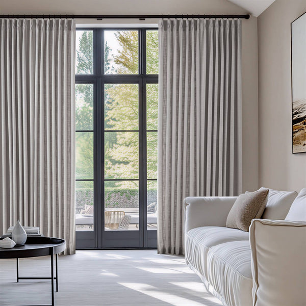 English Elm 2-piece Pinch Pleat Poly Linen Curtain Panels Tailored Formal Drape for Any Room Grey B035P482986
