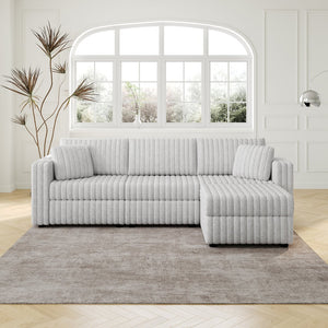 English Elm 106.3" Modern Light Gray 3-Person Sofa With Hydraulic Lift Storage & Stylish Throw Pillows For Comfort W1767S00010