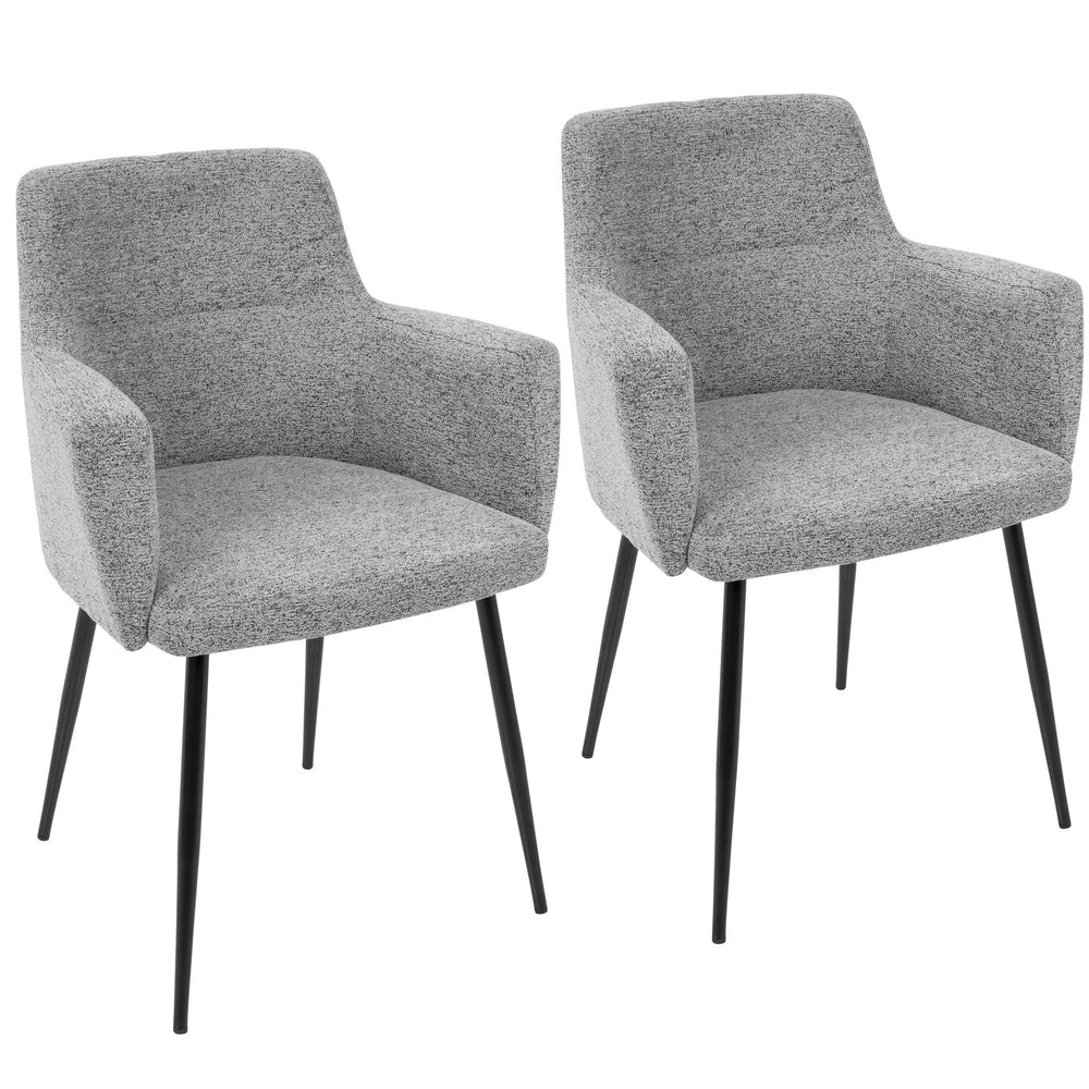 English Elm Andrew Contemporary Dining Accent Chair in Grey Fabric — Plush Upholstery, Tapered Black Legs, Set of 2 B202P223829