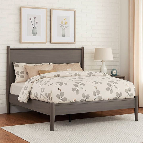 English Elm Mid-Century Modern Queen Size Wooden Platform Bed In Gray - Timeless Style Meets Ultimate Comfort B016S00030