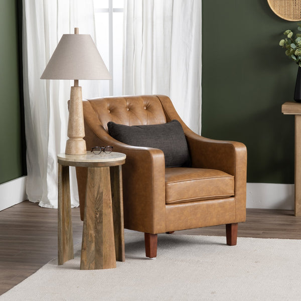 Crestview Collection Upholstered Accent Chair - Timeless Brown Charm With Button Tufting & Plush Foam Cushion Comfort Brown Faux Leather Cvfzr6166