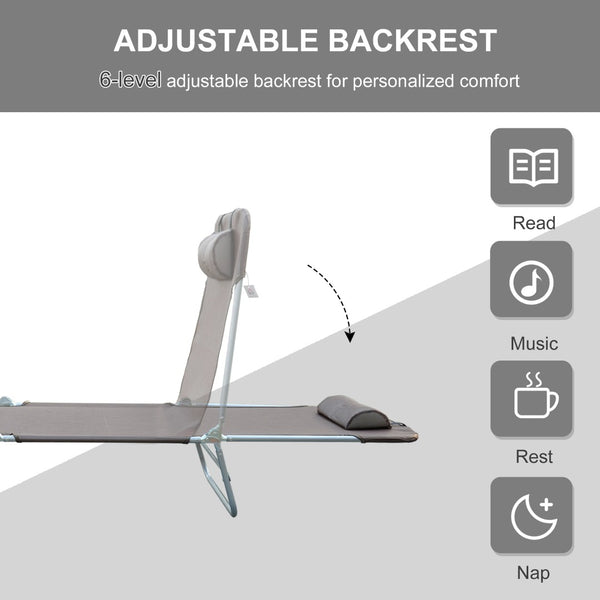 English Elm Outsunny Folding Chaise Lounge Chair - Adjustable 5-Position, Breathable Mesh, Portable Poolside Comfort W2225P174375-GIGA