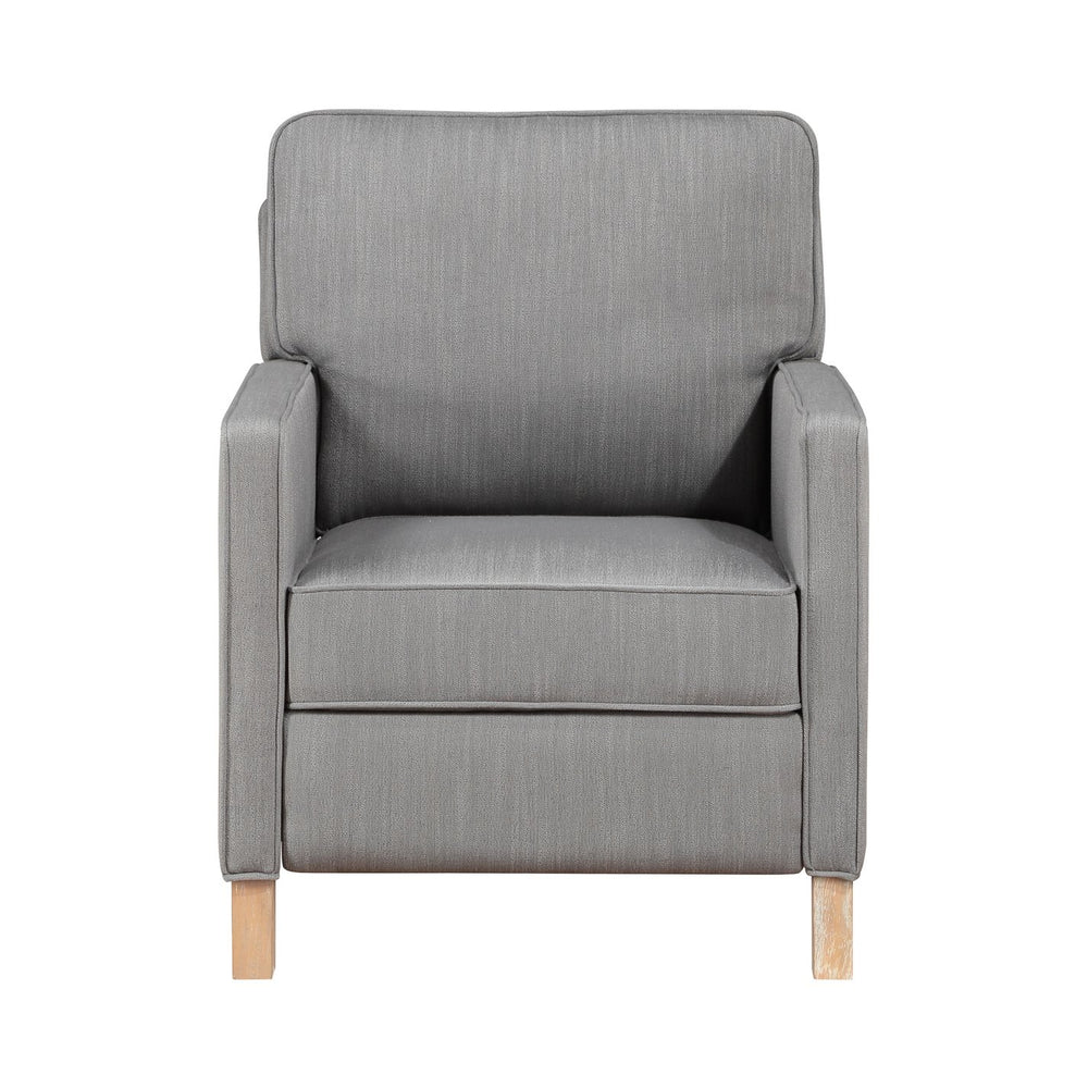 English Elm Classic Hampstead Push Back Recliner Gray Textured Fabric Upholstery Cushioned Seat Solid Wood Frame Comfortable Living Room Accent Chair Reclining B011P271949