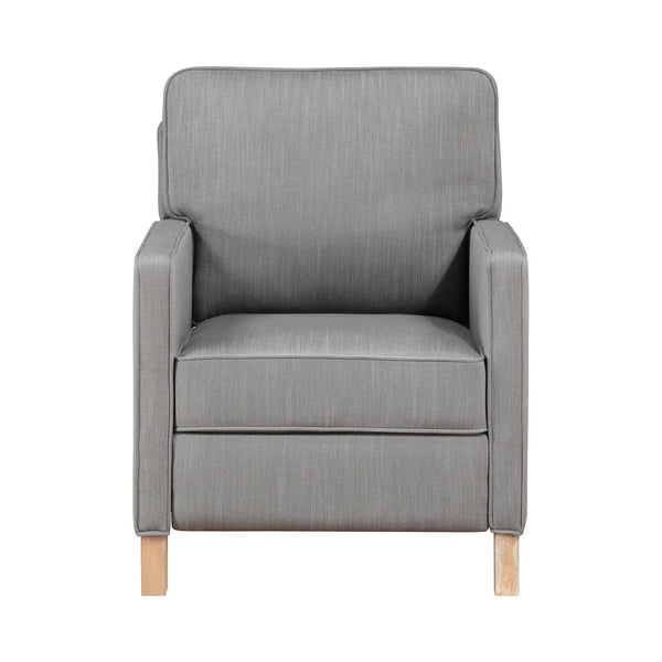 English Elm Classic Hampstead Push Back Recliner Gray Textured Fabric Upholstery Cushioned Seat Solid Wood Frame Comfortable Living Room Accent Chair Reclining B011P271949