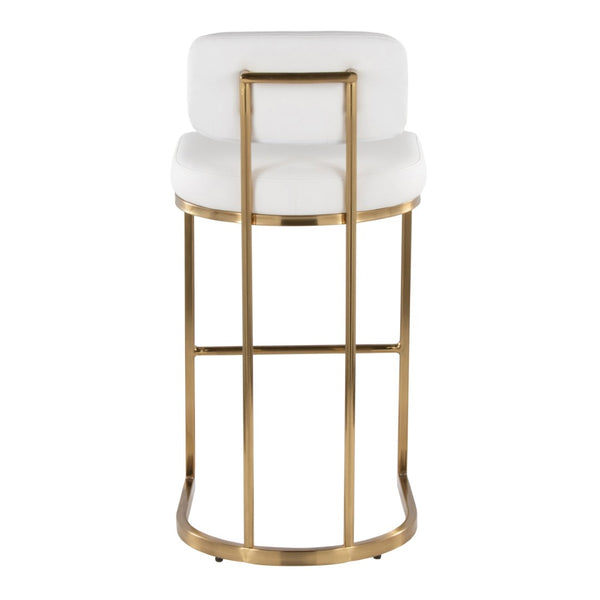 English Elm Fixed-height Barstools Powder Coated Steel Frame Brown Upholstered Seat Set of Two B202P471222