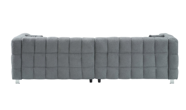 English Elm Elegant 102-Inch Teddy Velvet Sofa in Green Gray Pink Beige with 2 Pillows, Metal Feet, 500lb Capacity W1278S00022