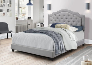 English Elm Modern Linen Upholstered Queen Bed Tall Tufted Headboard Wooden Slat Foundation B2771P498511