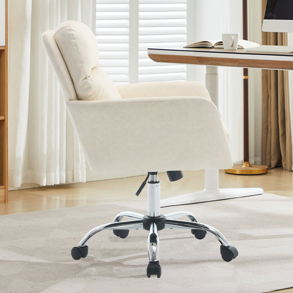 English Elm Artificial Pu Leather Office Chair Ergonomic Foam Cushion Adjustable Height Modern Desk Seat White W2311P409613