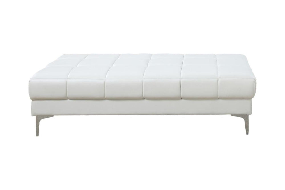 English Elm White Extra Large Bonded Leather Ottoman 66" x33" x17" Cube Pattern Faux Leather Sofa Bench with Metal Legs B011P234379