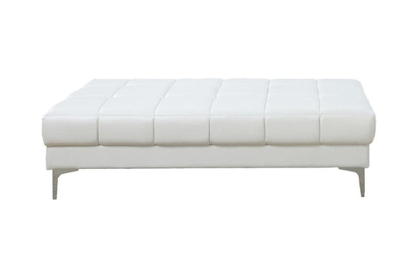 English Elm White Extra Large Bonded Leather Ottoman 66" x33" x17" Cube Pattern Faux Leather Sofa Bench with Metal Legs B011P234379