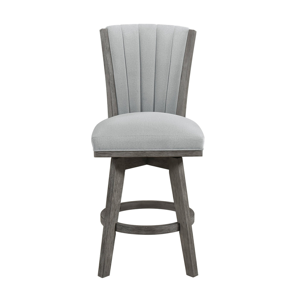 English Elm Gray Counter Height Swivel Chairs Set Of 2 - Soft Velvet Upholstered, Durable Wood Frame, Modern Style B011P220997
