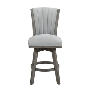 English Elm Gray Counter Height Swivel Chairs Set Of 2 - Soft Velvet Upholstered, Durable Wood Frame, Modern Style B011P220997
