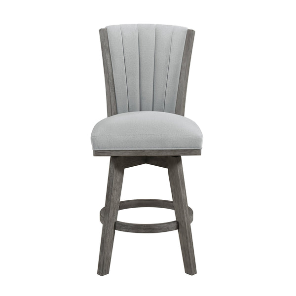 English Elm Gray Counter Height Swivel Chairs Set Of 2 - Soft Velvet Upholstered, Durable Wood Frame, Modern Style B011P220997