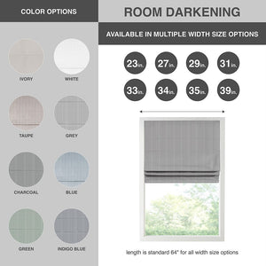English Elm Basketweave Room Darkening Cordless Roman Shade with Thermal Foam Backing for Energy Efficient Privacy Grey 11.42 L x 6.23 W x 7.48 H B035129704