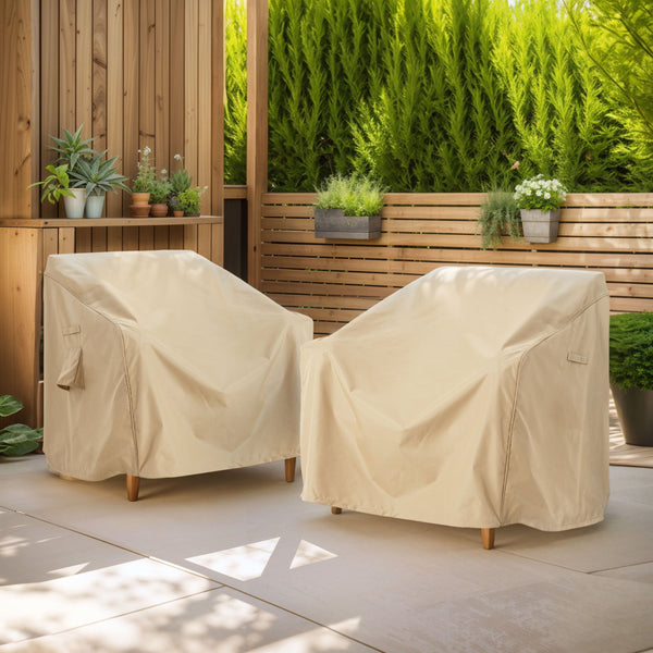 English Elm Christopher Knight Home® - Shield Beige Outdoor Club Chair Cover Set Of 2 - Durable, Weather-Resistant & Stylish Protection! N775P230624B