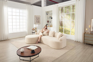 English Elm Boneless Chenille Sectional with Curved Chaise High Density Foam Modular Living Room Sofa W2231S00042