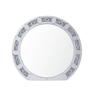 English Elm Noralie Round Wall Mirror with Faux Diamond Frame and Built-in Ambient Lighting B2726P445770