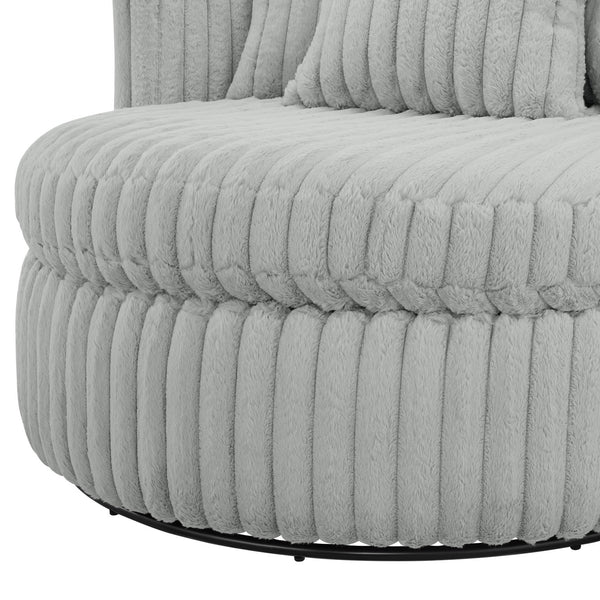 English Elm Mindy Ultra Plush Oversized Swivel Barrel Chair in Grey — Wide-Wale Cord Fabric, Fully Assembled Comfort B050P390589
