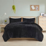 Intelligent Design Malea Glam/Luxury Shaggy Long Fur Comforter Mini Set ID10-1922 Black