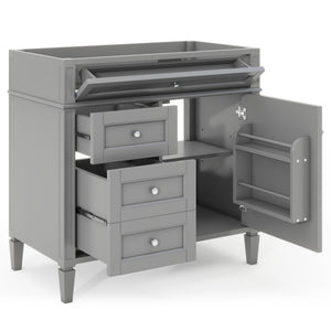 English Elm 36'' Modern Bathroom Vanity Cabinet With 2 Drawers, Tip-Out Storage, Solid Wood Frame & More! N710P256582E