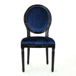 English Elm Christopher Knight Home® - KD Velvet Dining Chairs Set of 2 in Navy Blue – Plush Upholstery, Birch Frame, Gloss Black Legs, Classic Modern Blend 61363.00