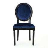 Christopher Knight Home® - Noble House - Leroy Traditional Navy Blue Velvet Dining Chairs With Gloss Black Finished Legs (Set Of 2)