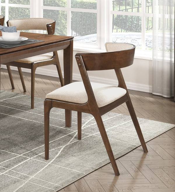 English Elm Walnut 7-Piece Extendable Dining Set With Upholstered Chairs For Modern Kitchens & Gatherings B011S01497-GIGA