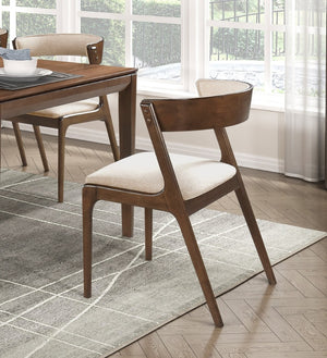 English Elm Walnut 5-Piece Extendable Dining Set With Upholstered Chairs – Modern Kitchen Furniture For Entertaining B011S01496-GIGA