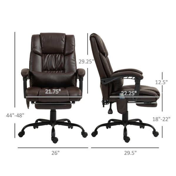 English Elm High Back Faux Leather Massage Reclining Chair with Footrest and Six Vibration Zones T3971P410846