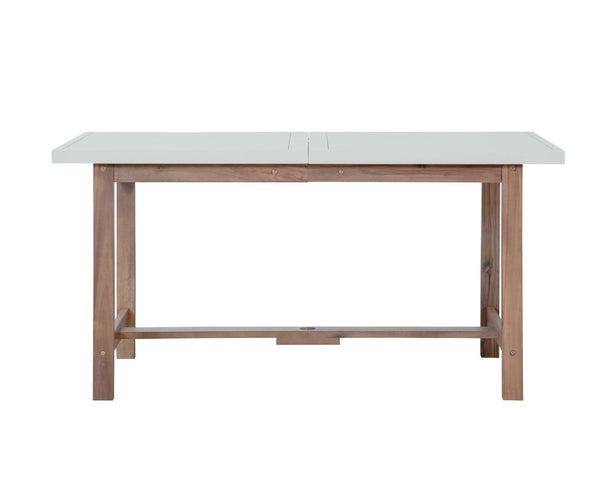 English Elm U_style Solid Acacia Wood Outdoor Dining Set Seats Four with Umbrella Hole Patio Light Brown,Light Gray WY000477AAD