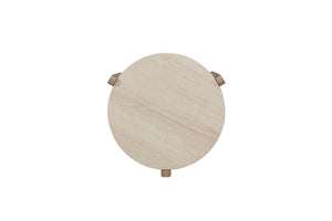 English Elm Stone Top Cocktail Table with Natural Stone Surface and Toffee Wood Base, Sturdy Legs, Shelf Taupe+Natural 27.75 L x 27.25 W x 7.25 H B2699P323081