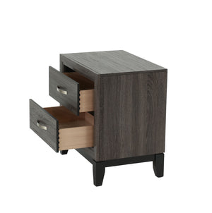 English Elm Bedroom Rustic Grey Oak Nightstand 2-Drawer Pine Bedside Table 24x16x25" Simple Stylish Storage for Lamps & Organized Rooms B011P248055