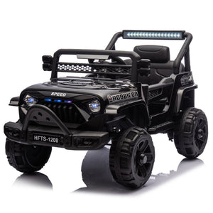 English Elm 12v Kids Electric Ride on Truck with Parental Remote Four Wheel Suspension and Led Lights Black W1578P187459
