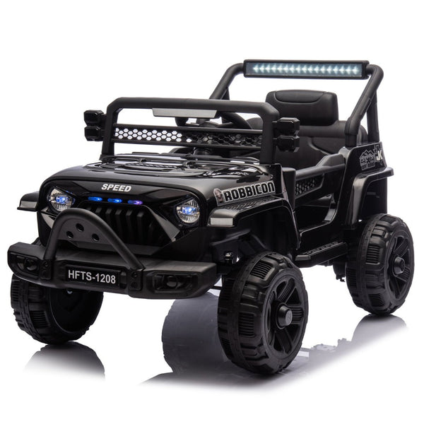 English Elm 12v Kids Electric Ride on Truck with Parental Remote Four Wheel Suspension and Led Lights Black W1578P187459