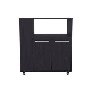 English Elm Eldon Mobile Two-Door Kitchen Cabinet Cart with Shelves, Casters & Lock, Extra Counter Space, Black Wengue B070P286443