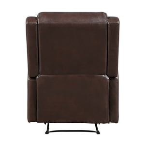 English Elm Brown Reclining Chair Durant Collection Faux Leather Recliner with Pull Tab, Solid Wood Frame, Cozy Comfort B011P294674