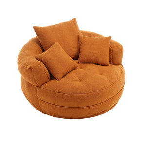 English Elm COOLMORE Chenille Sponge circular sleeper chair with removable washable cover, plush pillows & space-saving design Orange W1539P312250