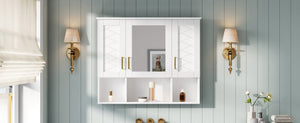 English Elm 35 Inch Wall Mount Medicine Cabinet Soft Close Mirror Storage for Modern Bathroom White N710P389453K