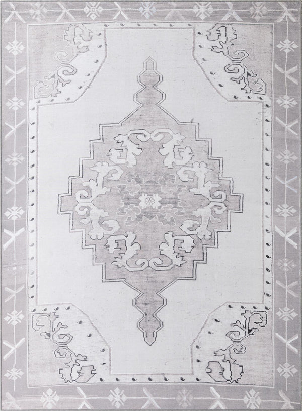 Unique Loom Timeless Thomas Machine Made Medallion Rug White Gray, Black/Ivory/Gray 7' 7" x 10' 6"