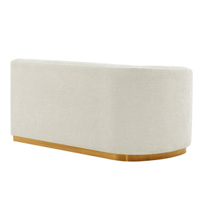 English Elm Daria 132" Chenille Sectional with Golden Mop Base — Luxurious High‑Density Foam, Pine Frame, 1100lb Capacity Ivory B365S00120