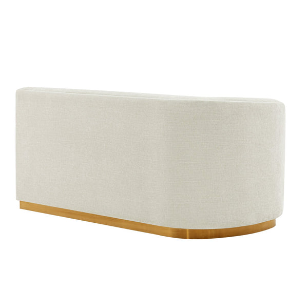 English Elm Daria 132" Chenille Sectional with Golden Mop Base — Luxurious High‑Density Foam, Pine Frame, 1100lb Capacity Ivory B365S00120