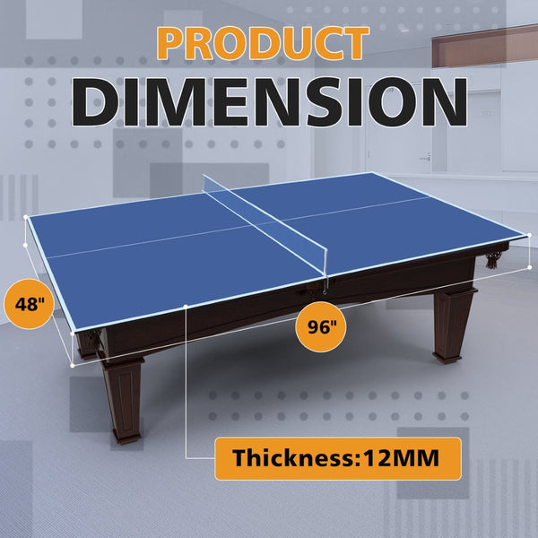 English Elm 8ft Foldable Mdf Ping Pong Conversion Top for Solo Practice and Indoor Play Blue W1408P262534