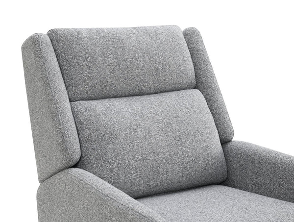 English Elm Pushback Psyche Manual Recliner High Back Channel Tufting Linen-Look Gray Leatherette, Espresso Legs B2741P397646