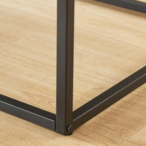 English Elm 47" Faux Stone Slab Coffee Table with Powder-coated Steel Frame for Modern Loft Living Black Marble-Look Sintered Stone W3151P400579