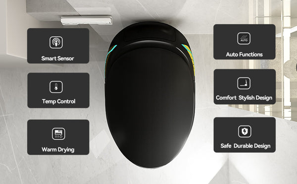 English Elm Unique Smart Toilet with Built in Bidet Auto Lid Foot Sensor and Warm Air Dryer W3133P384976