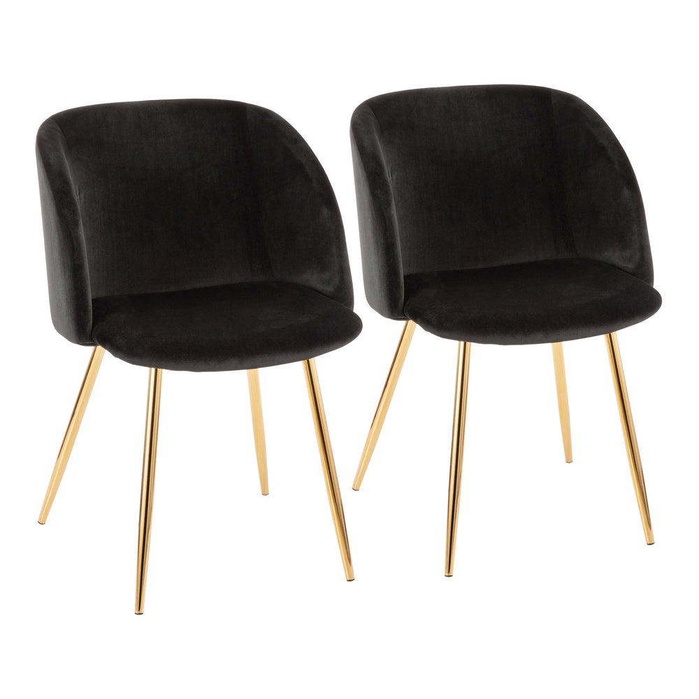 English Elm Fran Velvet Dining Chair with Gold Metal Legs - Contemporary Padded Bucket Seat for Stylish Homes Black B202P223855