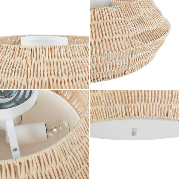 JLA Home INK+IVY - Boho Hand-Woven Bamboo Flush Mount Ceiling Light with Ivory Iron Frame — Coastal Boho Warm Glow, Dimmable II152-0142