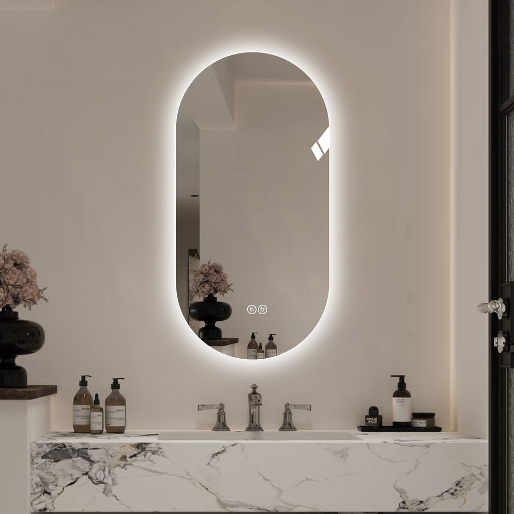 English Elm 48*24 Inch Smart Wall Mounted Led Touch Screen Mirror - Anti-Fog, Dimmable, Stylish For Salons! W2709P380632