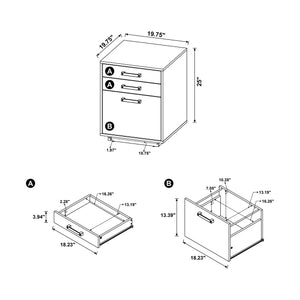 English Elm 3-drawer Contemporary Home Office File Cabinet in Whitewashed Grey with Gunmetal Pulls, Space-Saving Design B016P381096